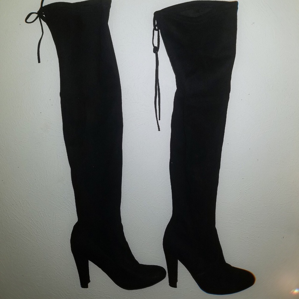 Black Suede Thigh High Boots 🦋